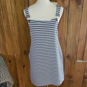 Peach Love California Navy and White Checkered Mini Dress